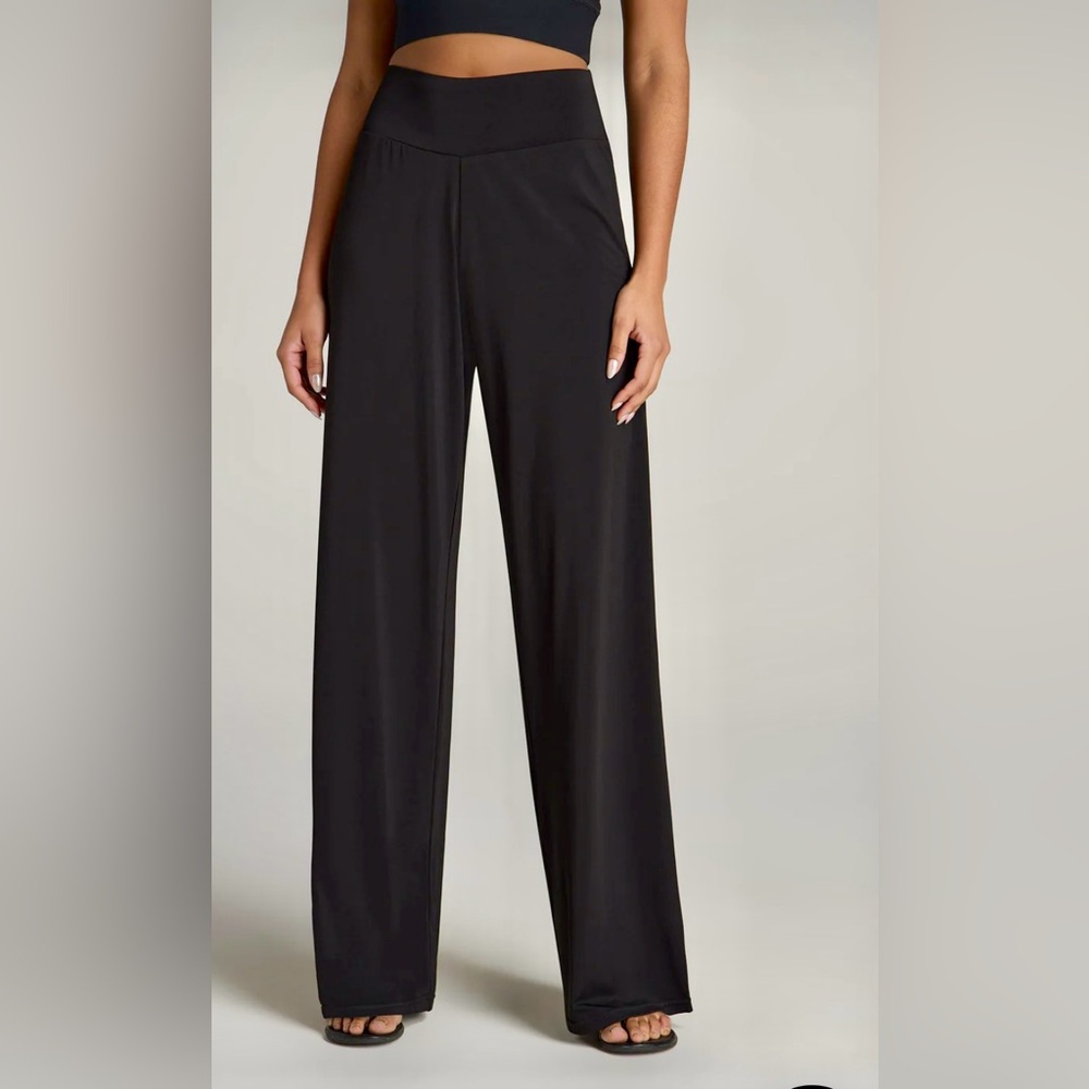 American Tall PULL ON BREEZY WIDE LEG PANTS BLACK FOR TALL WOMEN - XL Extra Tall